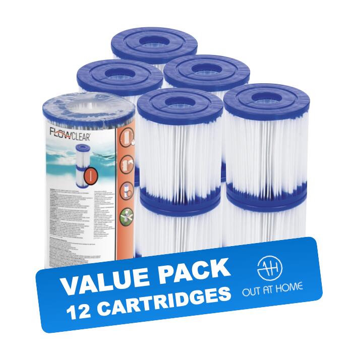 BESTWAY Bestway Flowclear VALUE PACK 12 st. Filtercartridge Type I
