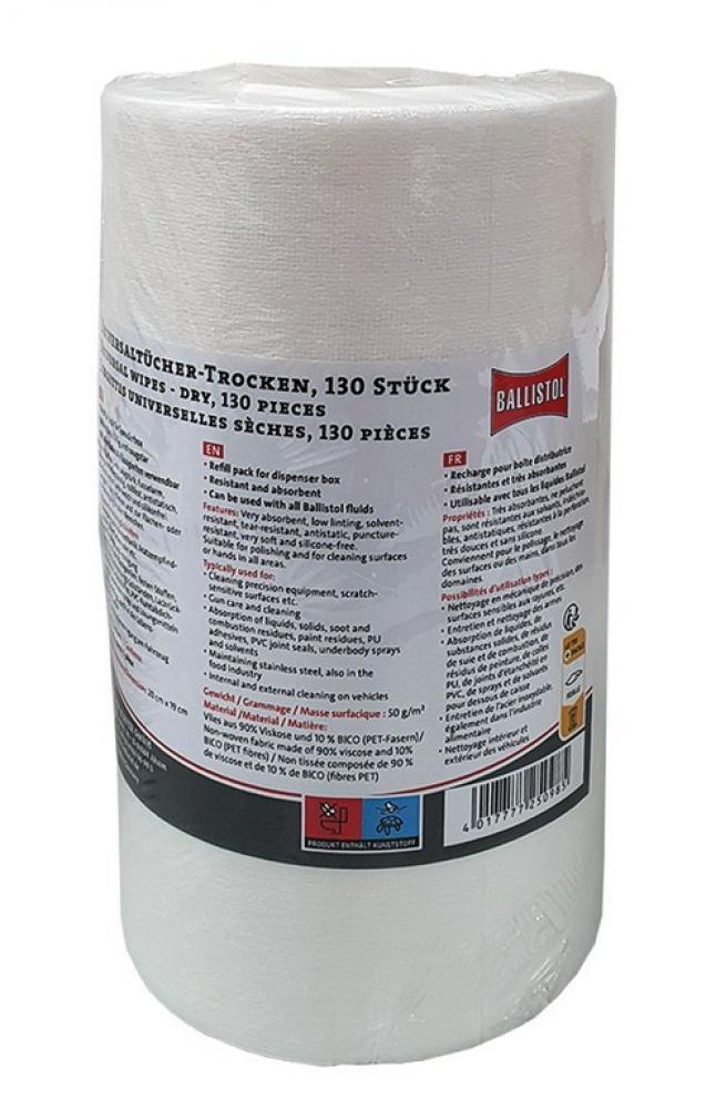 Ballistol Nachfüllpack für Spenderbox Rolle mit 130 trockenen Tüchern 20x19cm 3/3