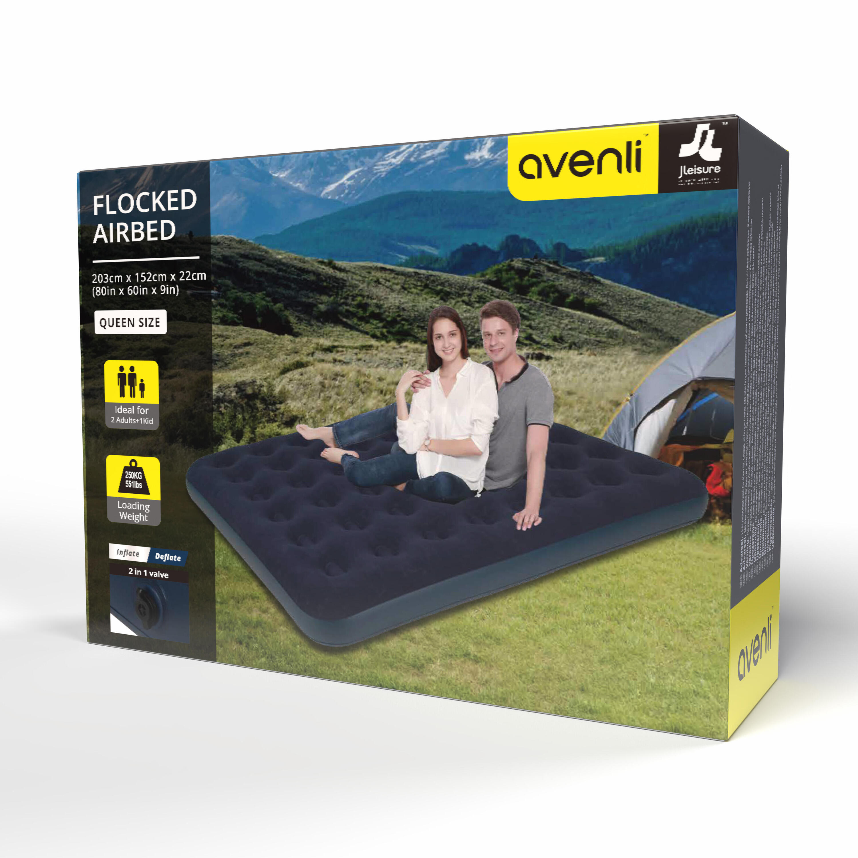 AVENLI Avenli opblaasbaar luchtbed / kampeermatras 203x152x22 cm