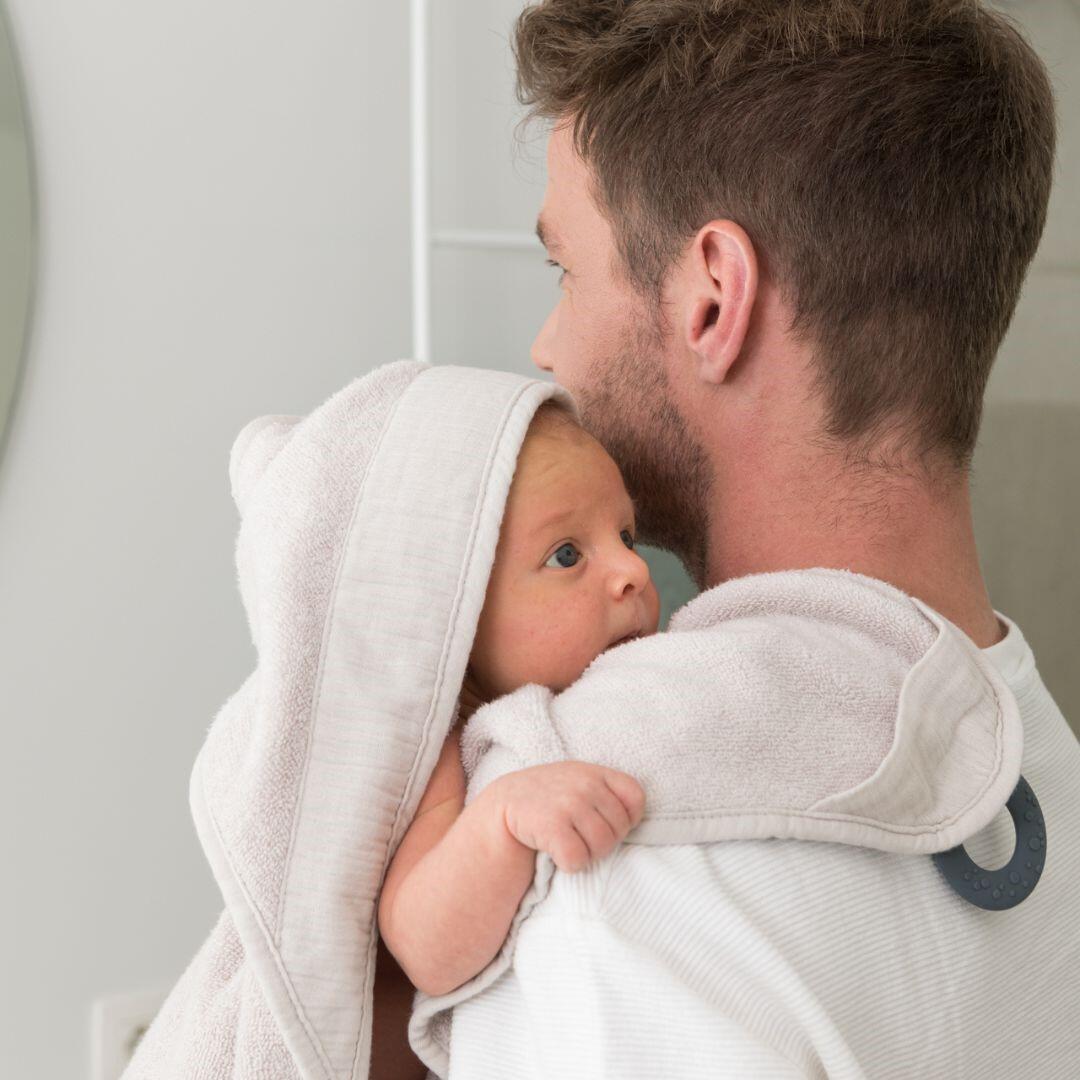 Cape serviette de Bain bébé coton biologique  OekoTex Dry'n Play - Beige Amande 3/6