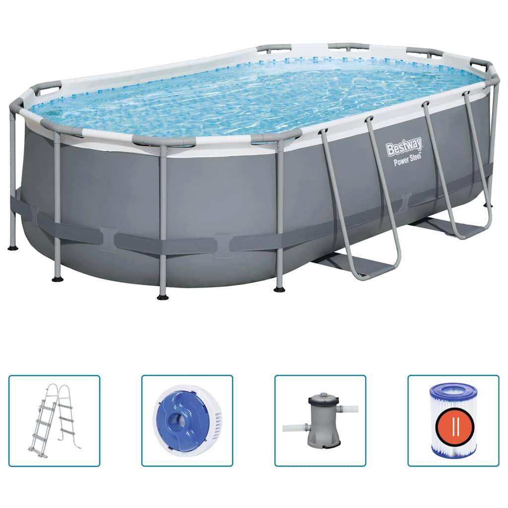 427 x 250 x 100 cm Bestway Power Steel Poolset oval 2/7
