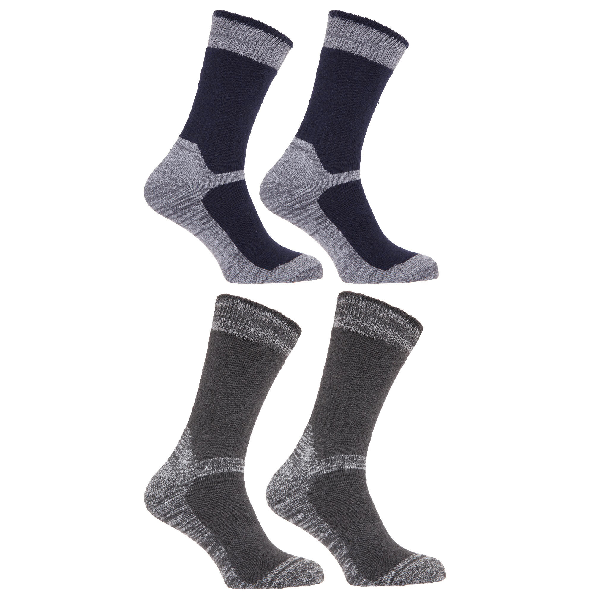 Mens Heavy Weight Reinforced Toe Work Boot Socks (Pack Of 4) (Navy/Grey) 1/1