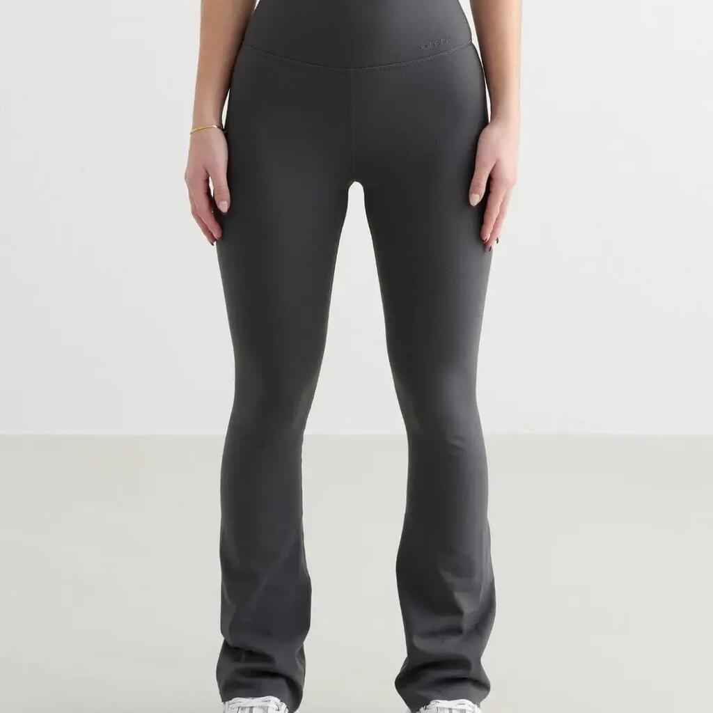 Women's Tights Flared-Leg High-Waisted Squat Proof Petite Sense Shadow Grey