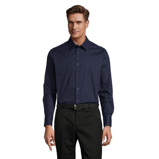 Heren Brighton Stretch Business Shirt met lange mouwen (Donkerblauw)