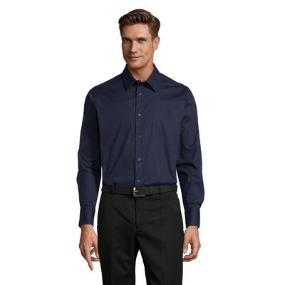 Heren brighton stretch business shirt met lange mouwen (donkerblauw)