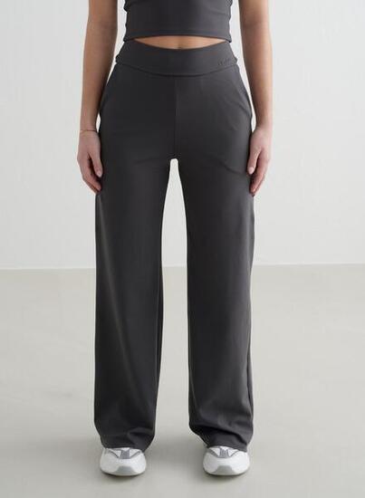 Femme Pantalon Petite à Jambe Large Gris Foncé