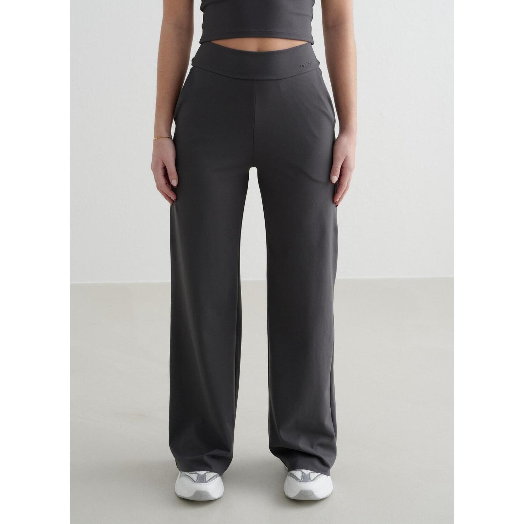 Aim'n - Femme Yoga Pantalon Petite À Jambe Large Gris Foncé - Pantalons - Gris - 38 S - Decathlon