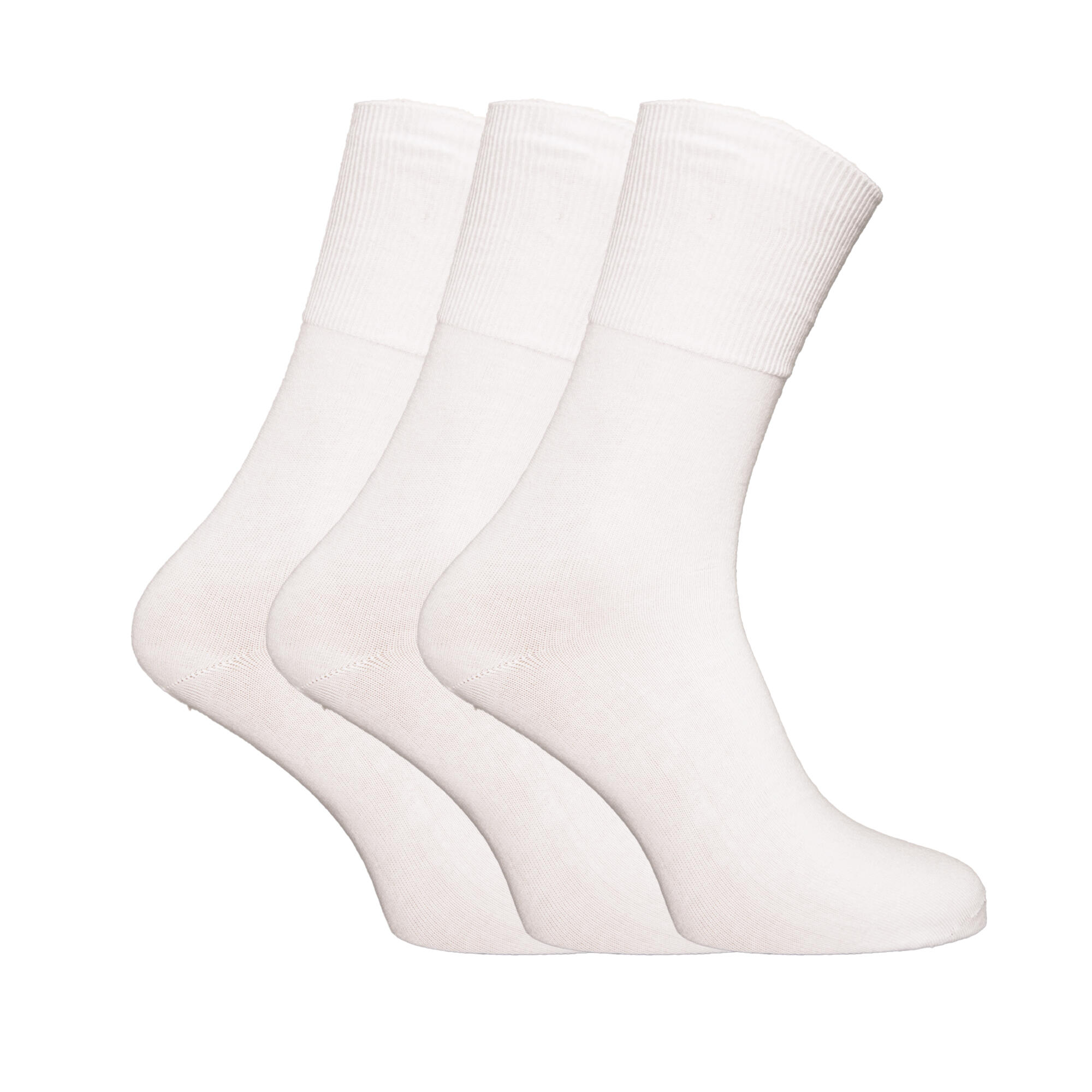 Mens Stay Up Non Elastic Diabetic Socks (Pack Of 6) (White) 2/3