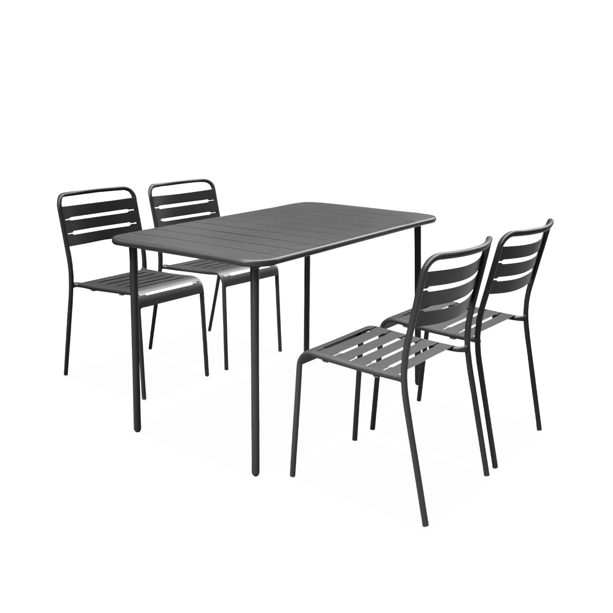 Mesa de jardín bistró de acero, 4 plazas, 120cm, Antracita 4/6