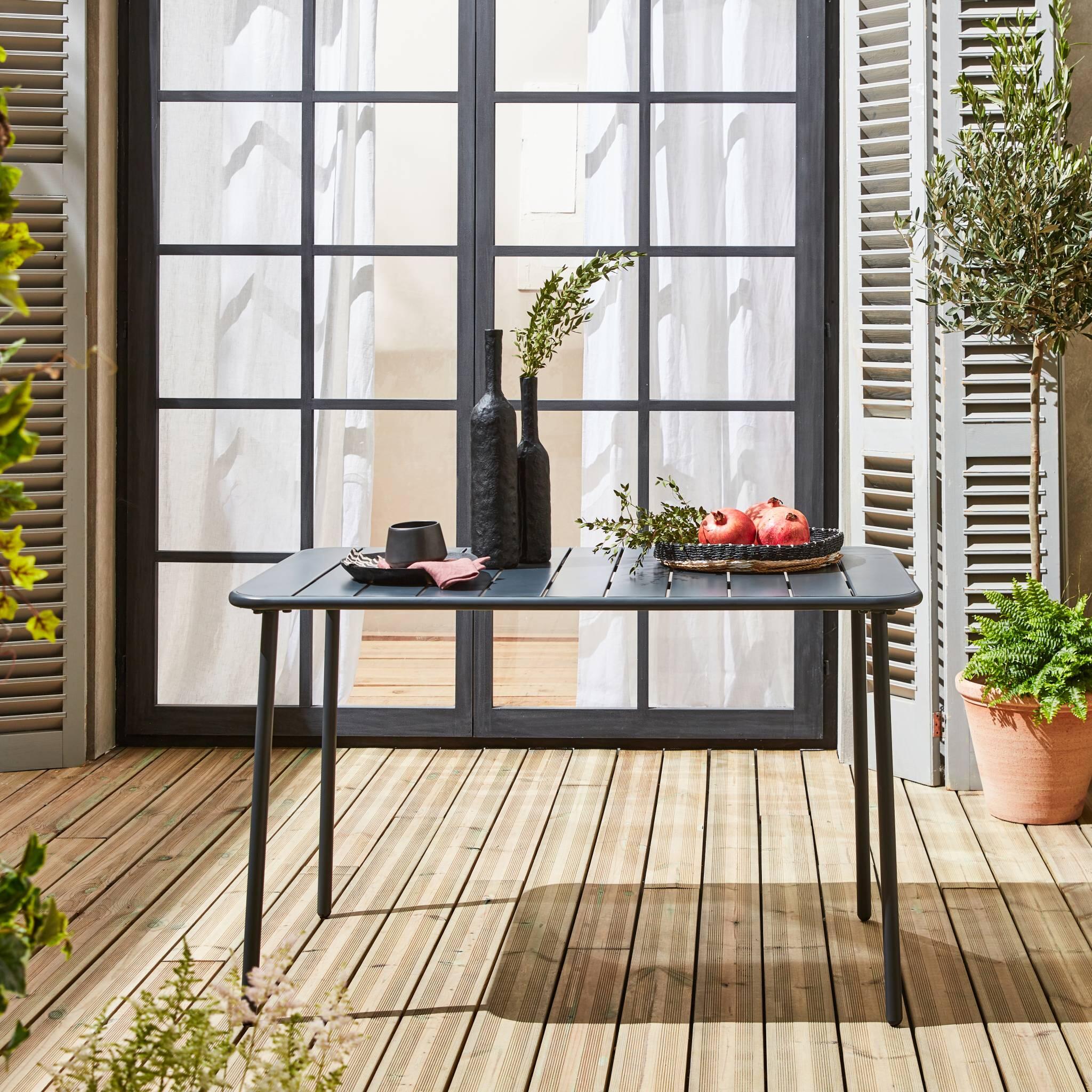 Mesa de jardín bistró de acero, 4 plazas, 120cm, Antracita 3/6
