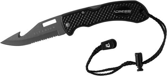 CRESSI Chaku Knife Titanium/Black-Coltello Subacqueo per Apnea e Immersioni