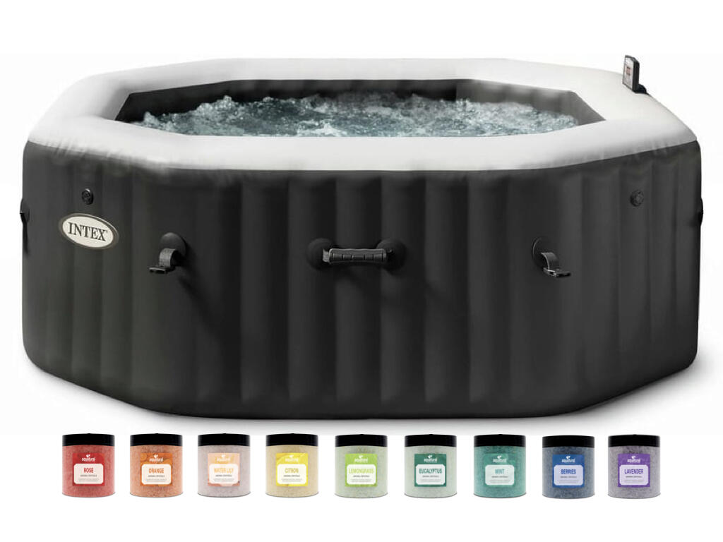 INTEX Intex PureSpa Jet & Bubble Deluxe Carbone + Aquatural Set Aroma Crystals + WiFi