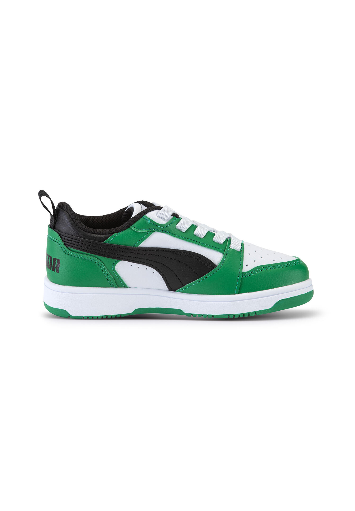Puma Rebound V6 Lo AC PS Unisex Kinder Sneaker 396742 05 weiß/schwarz/grün 2/7