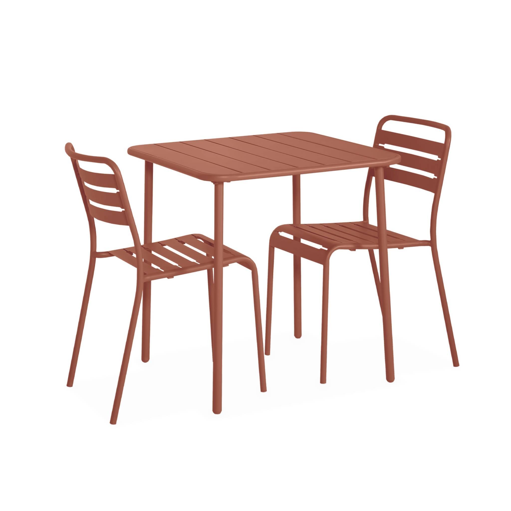 Mesa de jardim metálica de 2 lugares, Terracota 4/6