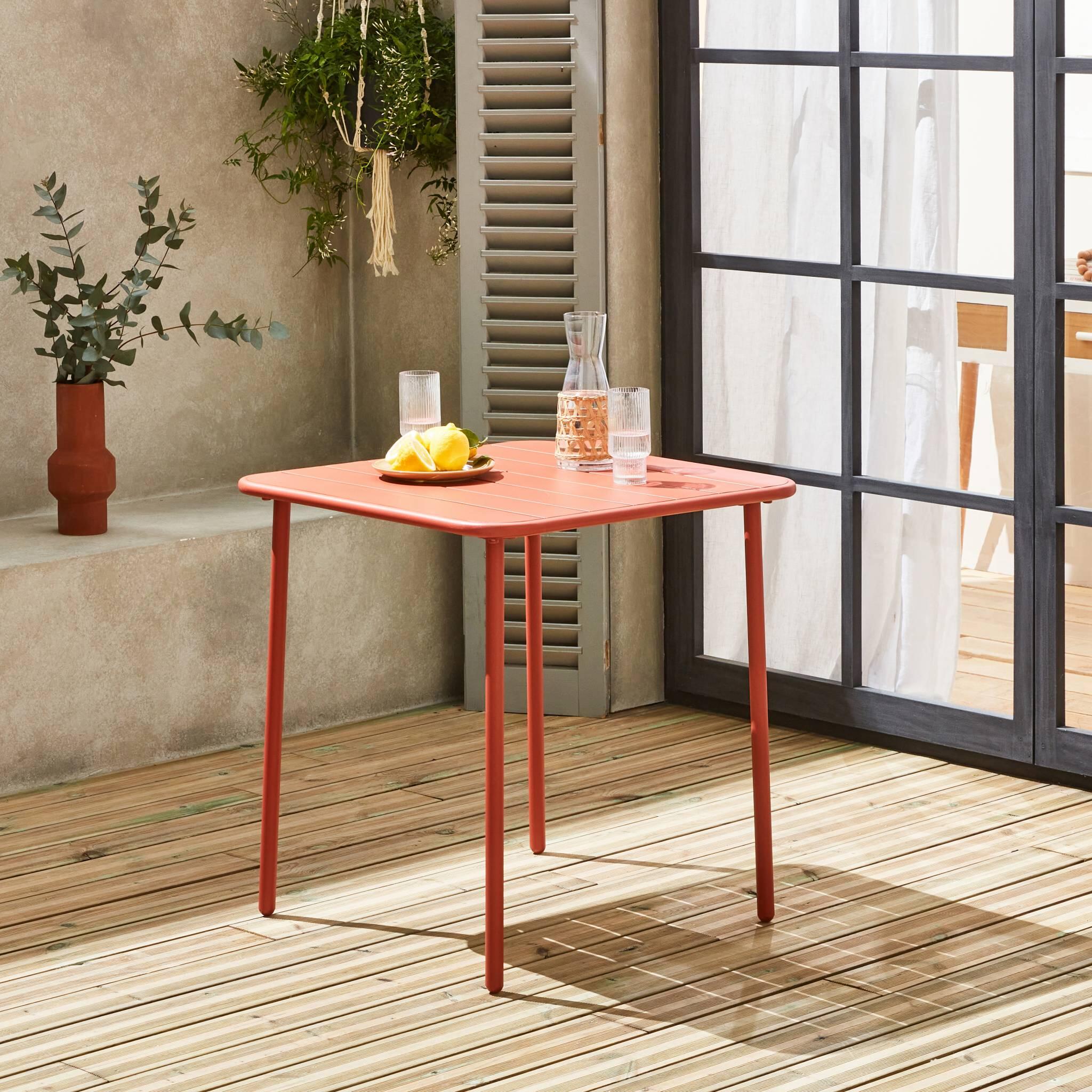 Mesa de jardim metálica de 2 lugares, Terracota 2/6