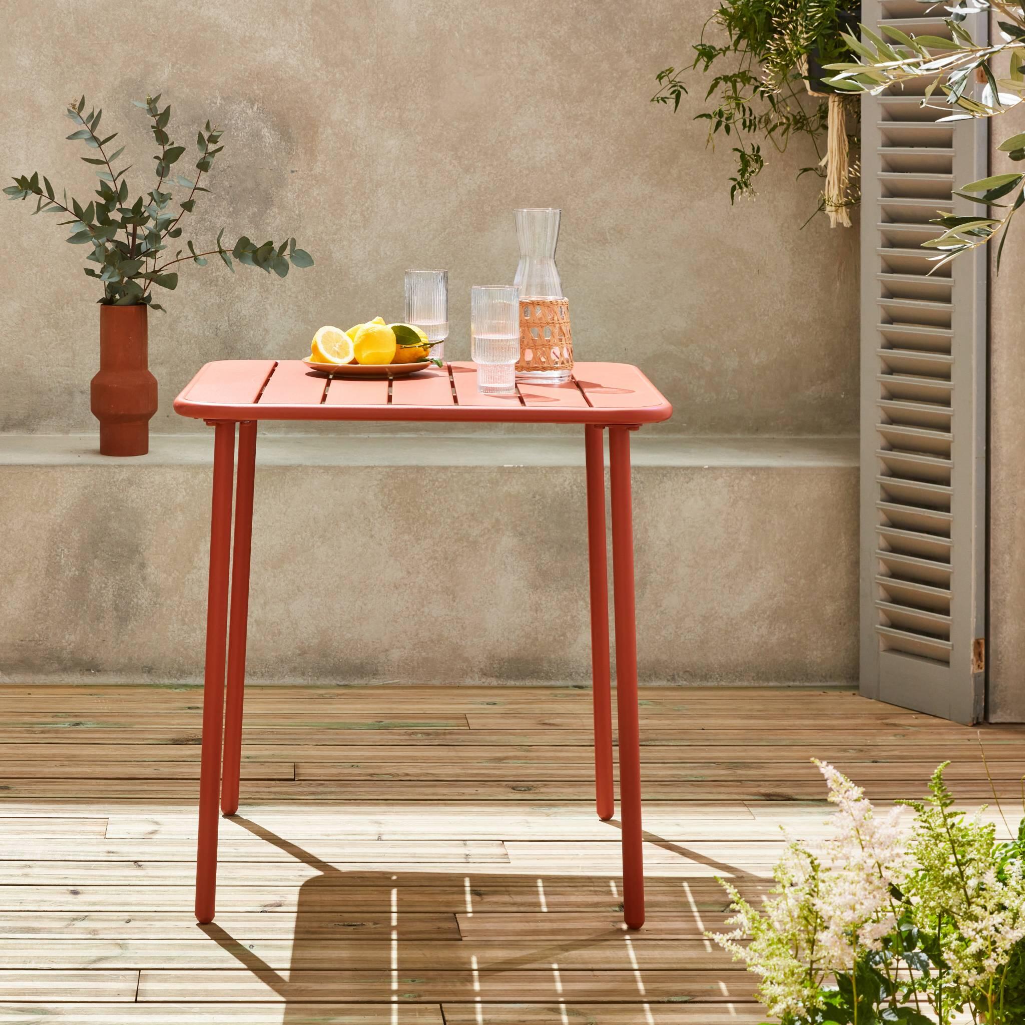 Mesa de jardim metálica de 2 lugares, Terracota 3/6
