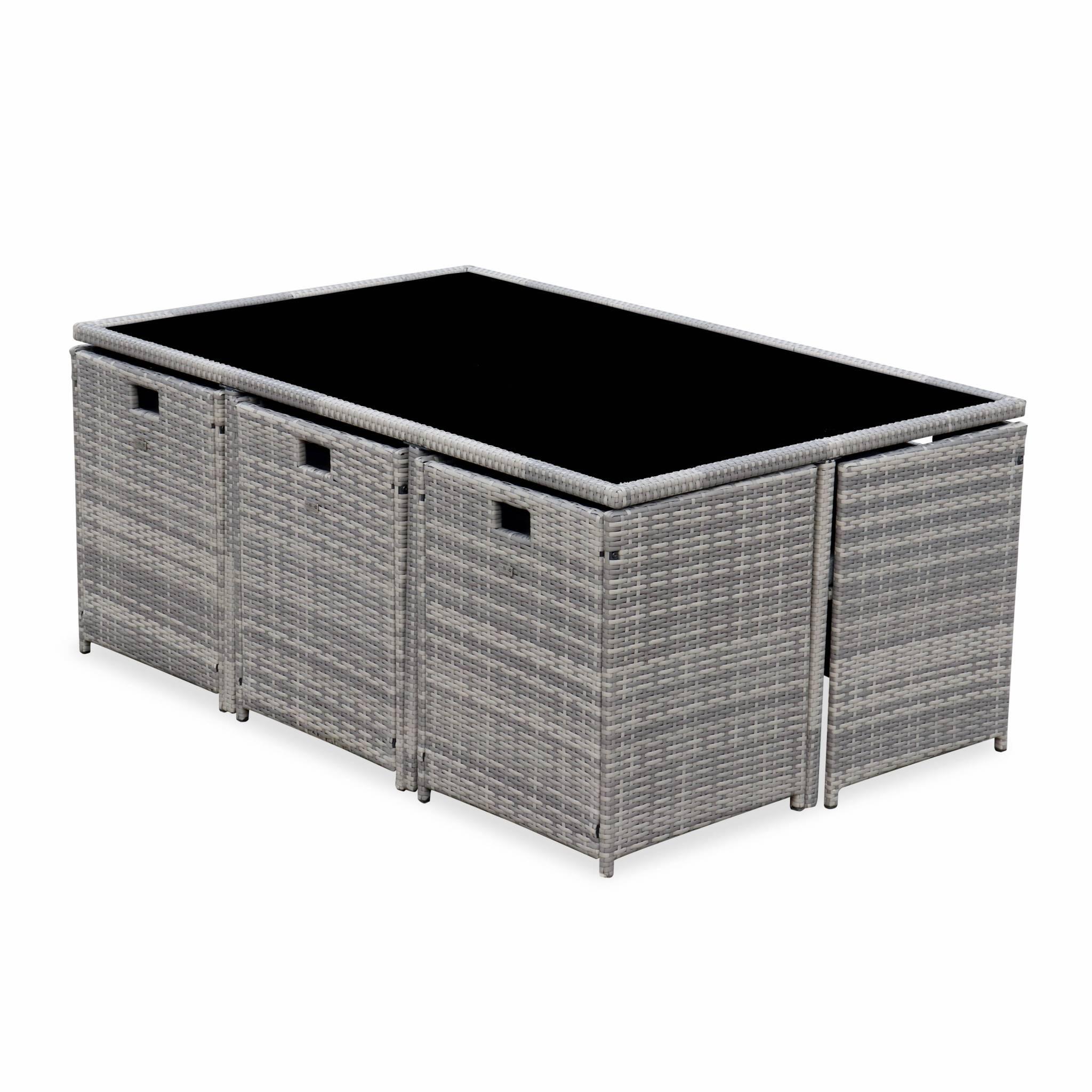 Mesa de jardín de resina de 10 plazas, Varios tonos de grises 3/6