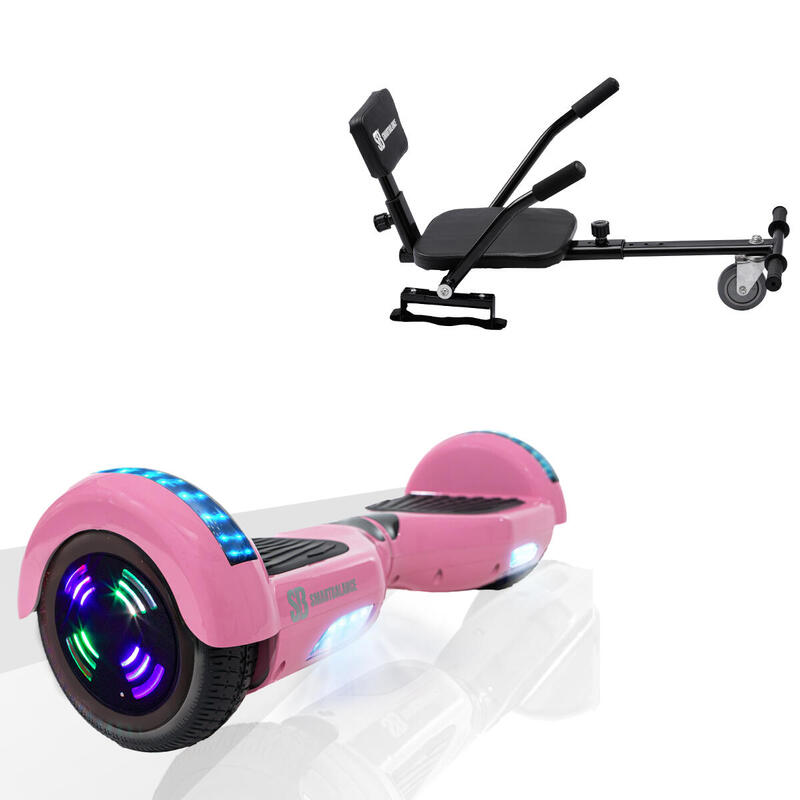 Pachet Hoverboard 6.5" cu Hoverkart Burete Negru, Regular Pink Junior, 2Ah