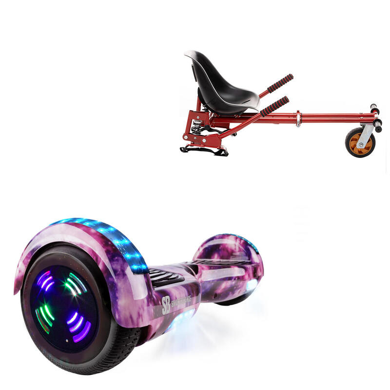 Pachet Hoverboard 6.5" cu Scaun Rosu Suspensii, Regular Galaxy Pink Junior, 2Ah