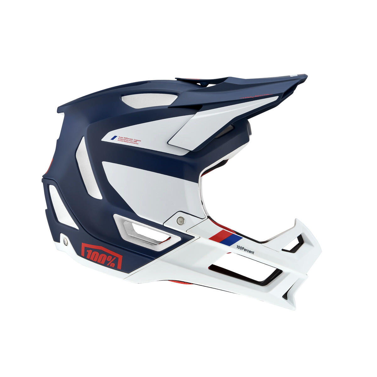Capacete Full Face 100% Trajecta Fidlock Intrepid Branco / Azul 3/5