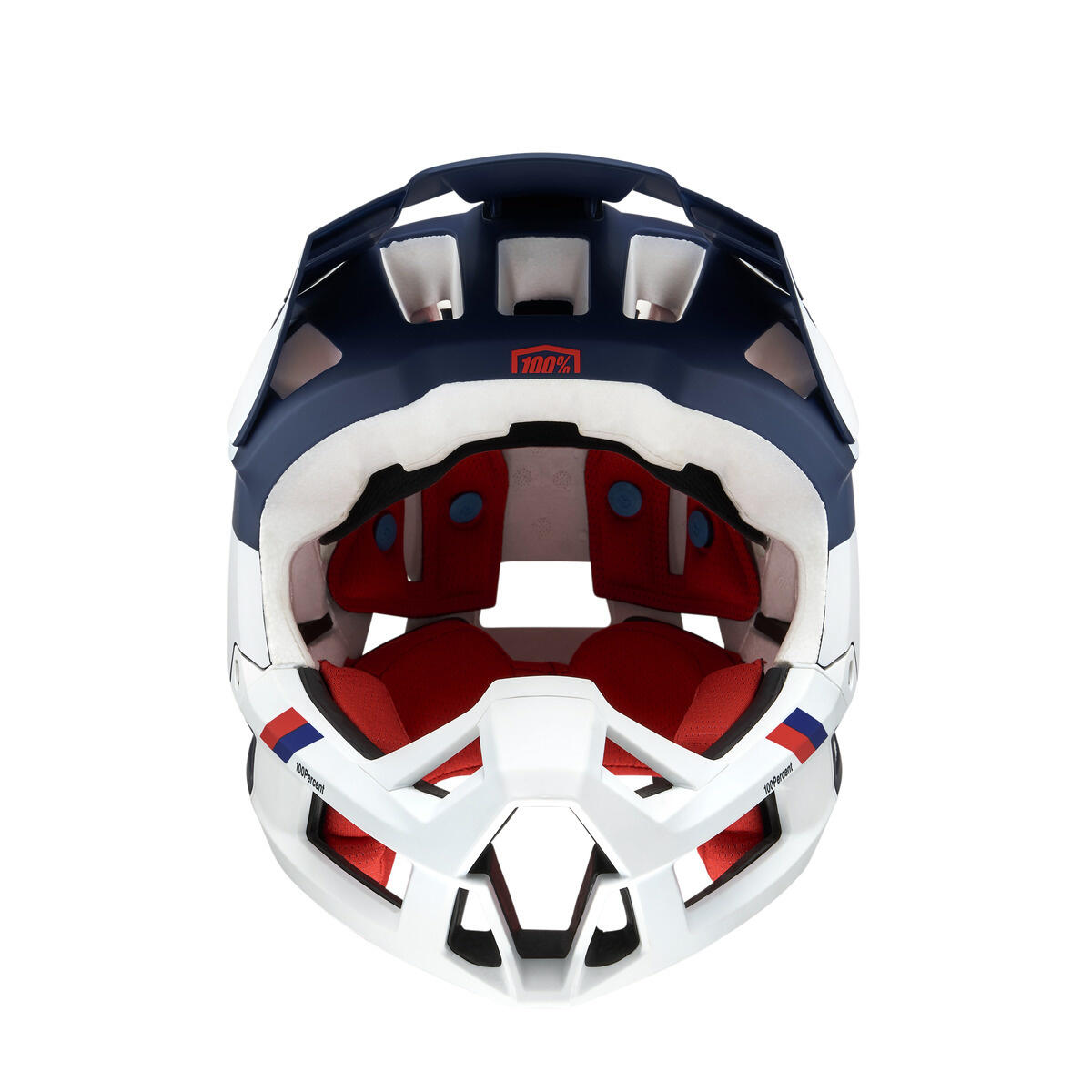 Capacete Full Face 100% Trajecta Fidlock Intrepid Branco / Azul 2/5