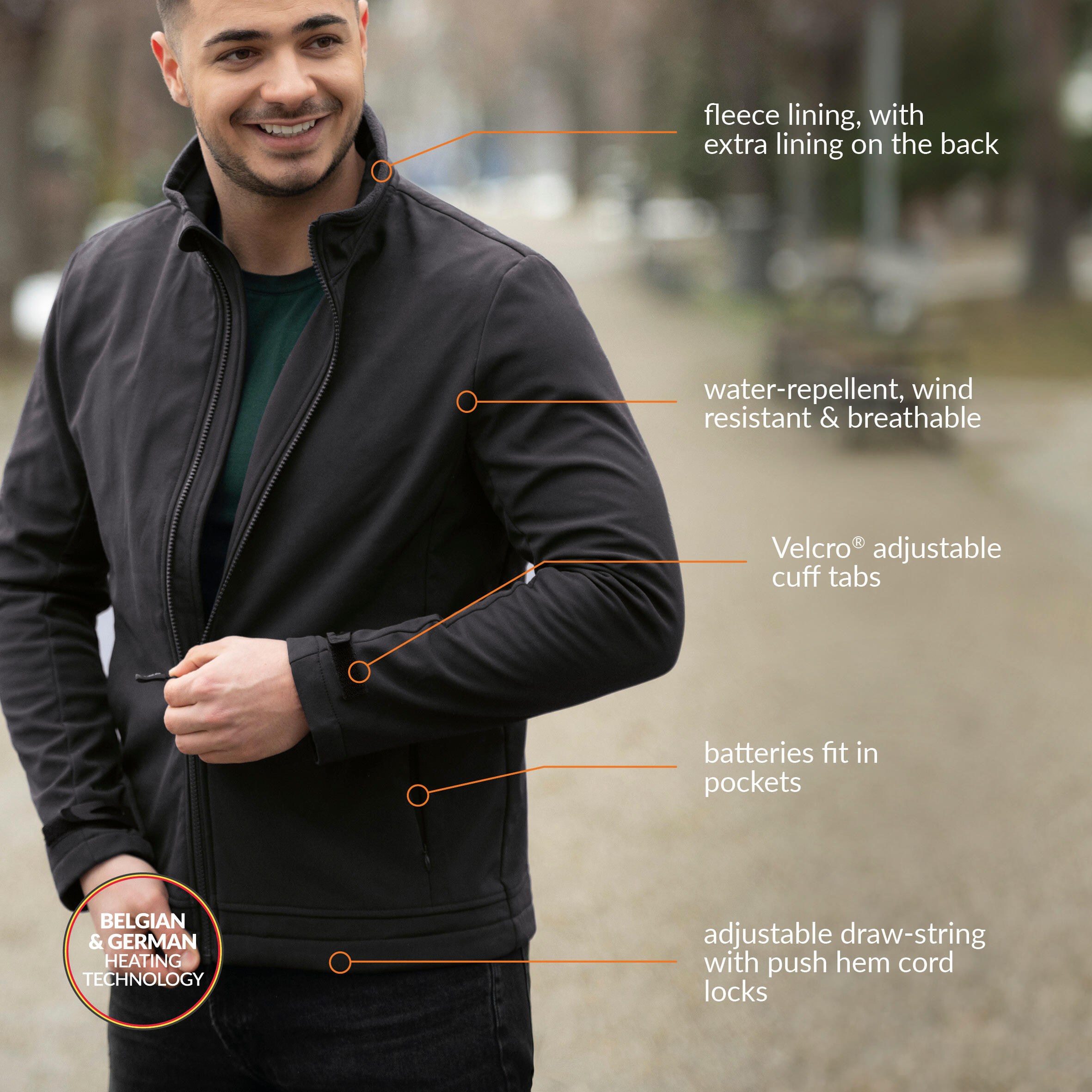 Beheizte Softshell-Jacke Regular Fit Fleece-Futter Super