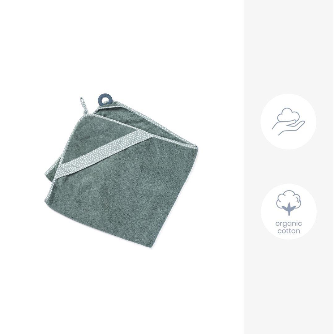 Cape serviette de Bain bébé coton biologique  OekoTex Dry'n Play - Vert 6/6
