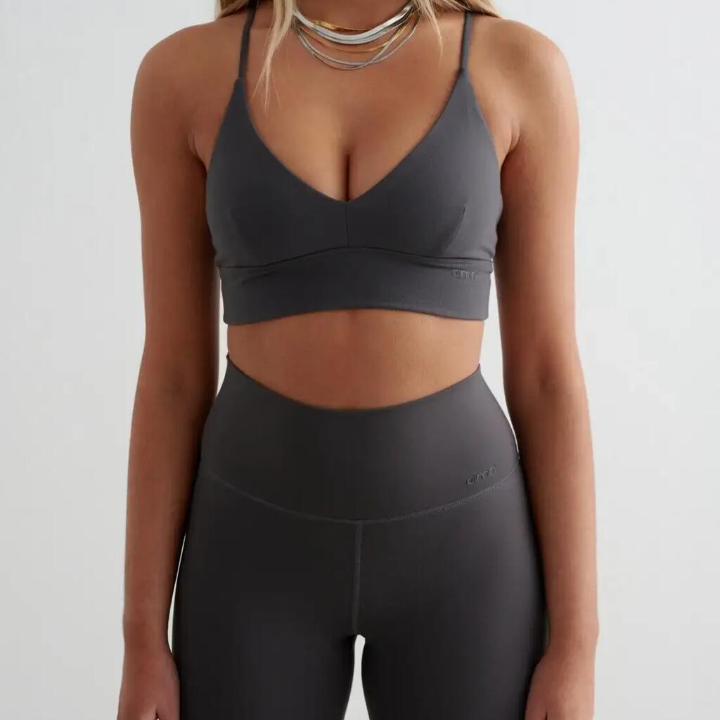 Women's Sports Bra Low Support Removable Pads Strappy Back Sense Shadow Grey