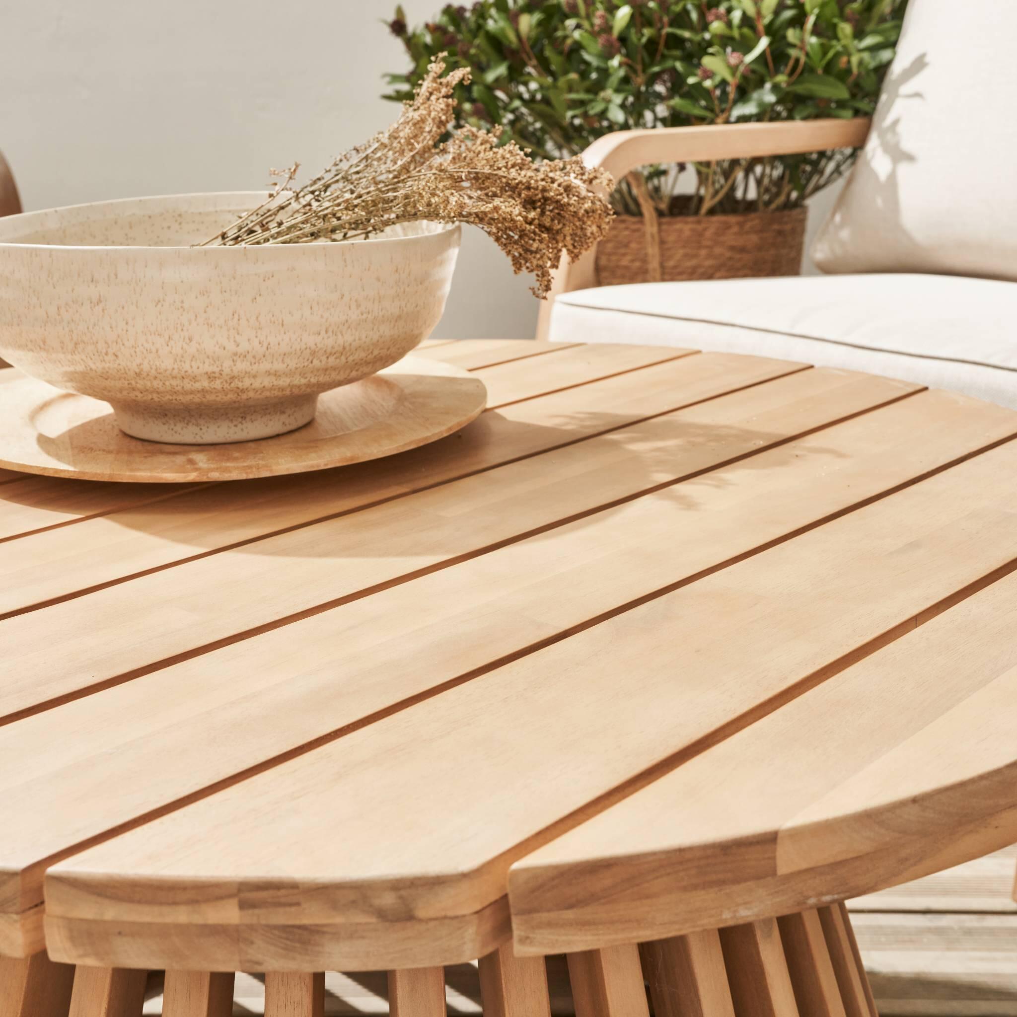 Mesa de centro de jardim em madeira de acácia, 80cm, Natural 5/6