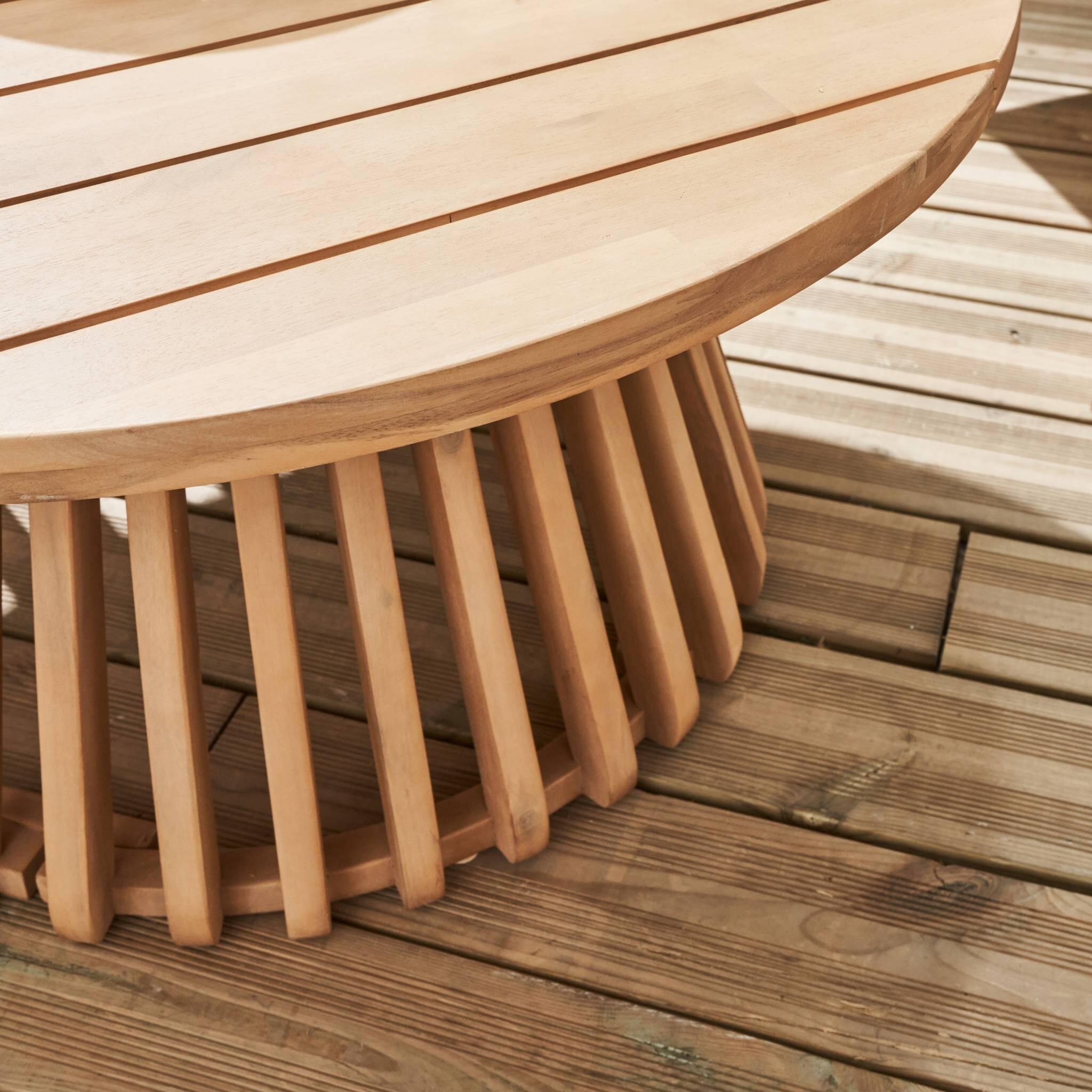 Mesa de centro de jardim em madeira de acácia, 80cm, Natural 3/6
