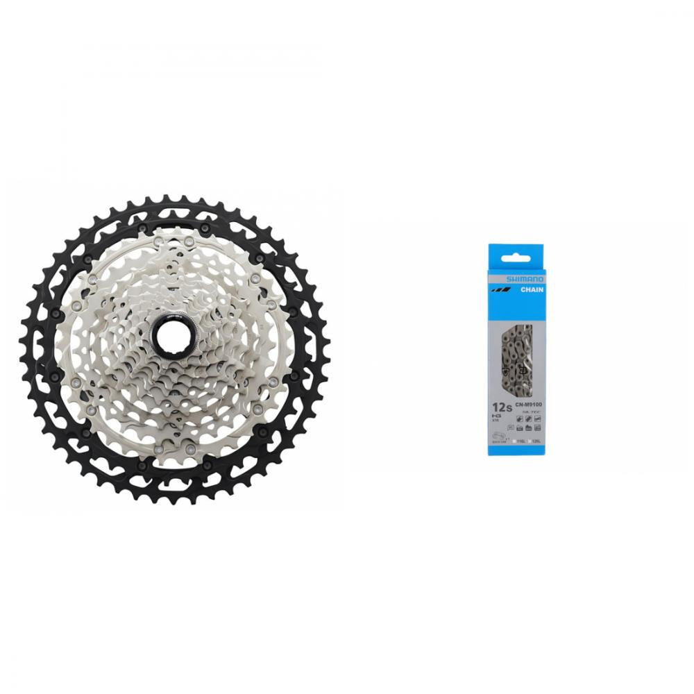 SHIMANO Shimano Kassette DEORE XT CS-M8100 12-fach + Schaltungskette XTR CN-M9100