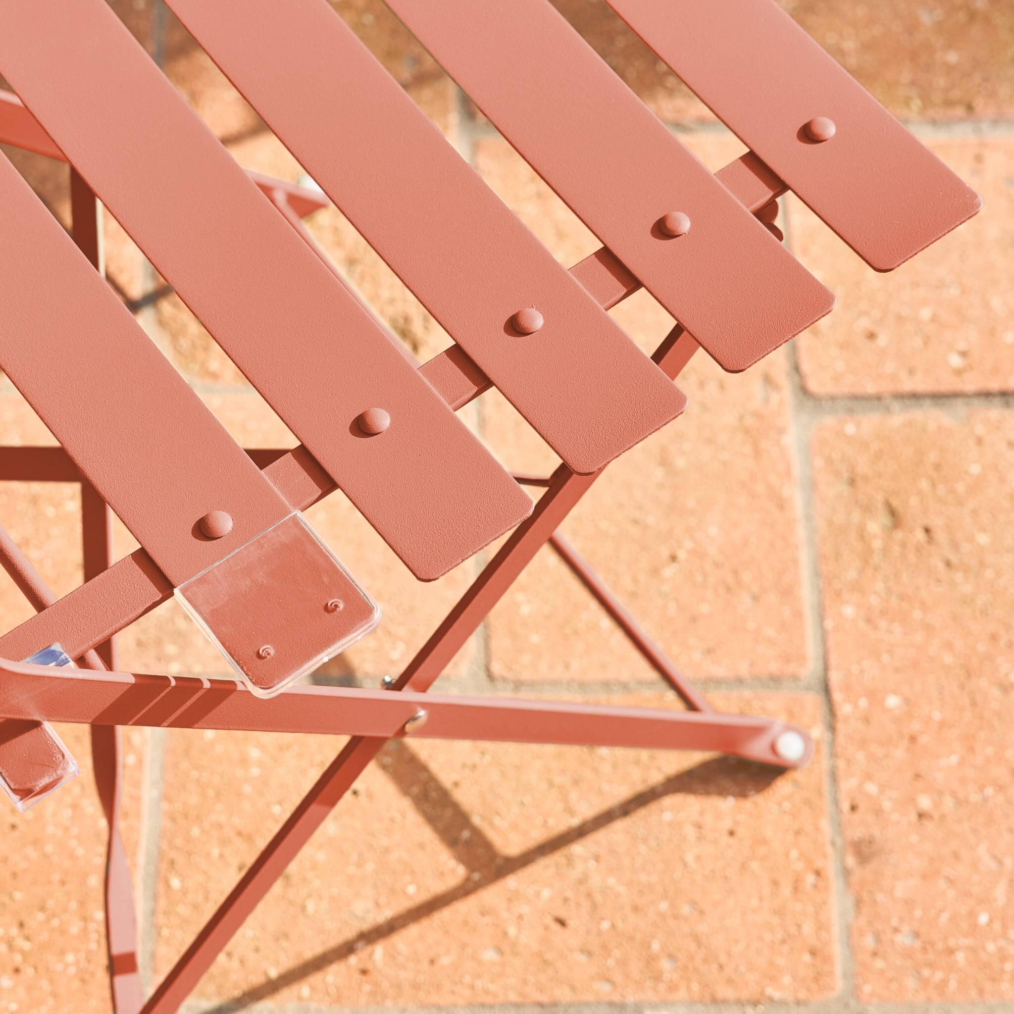Mesa de jardim bistrô dobrável em metal, 2 cadeiras, Terracota 5/6