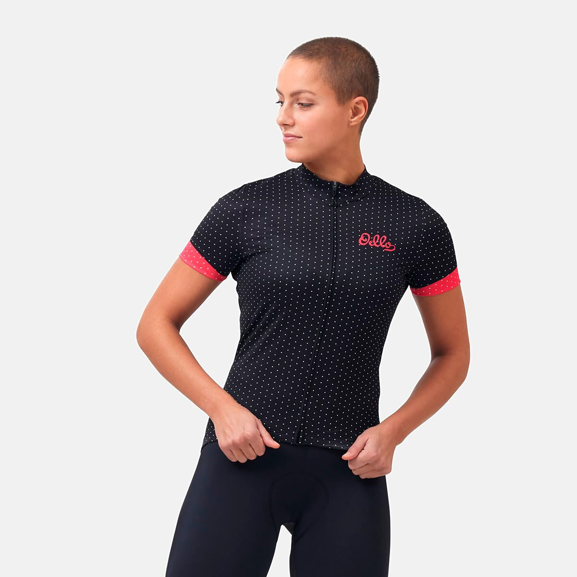 Koszulka rowerowa damska Odlo Stand-up collar ESSENTIAL rozpinana