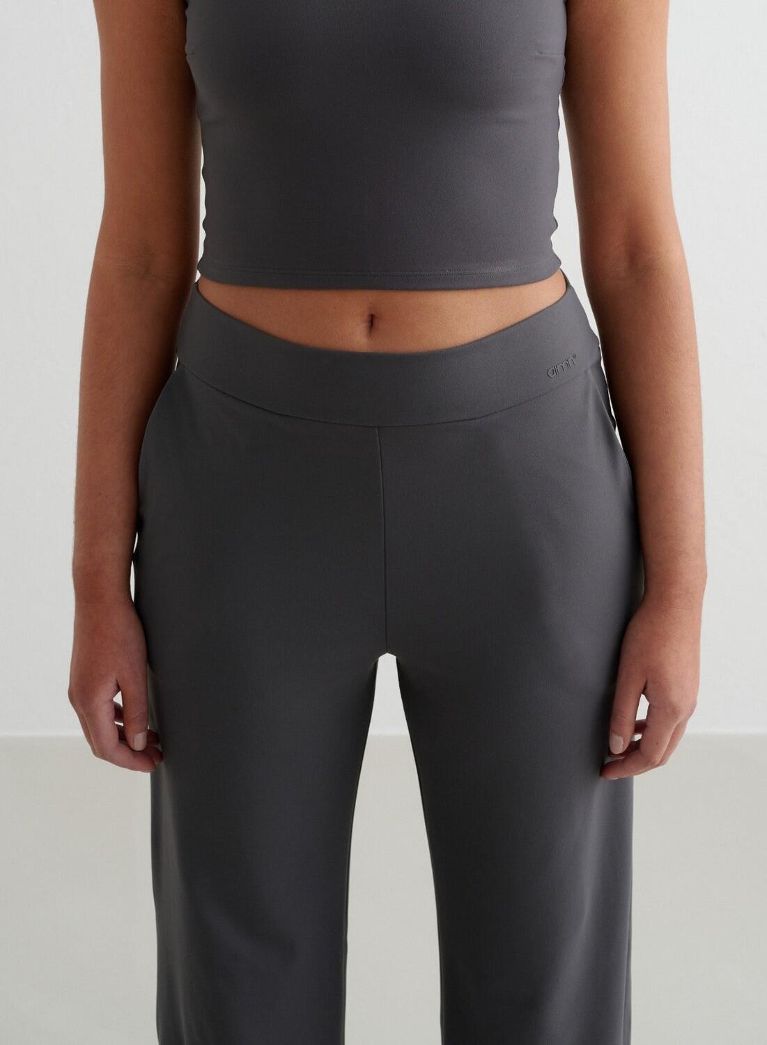 Dames Yoga Broek met Wijde Pijpen Donkergrijs 4/4
