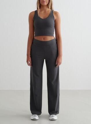 Femme Pantalon à Jambe Large Amandel Blanc