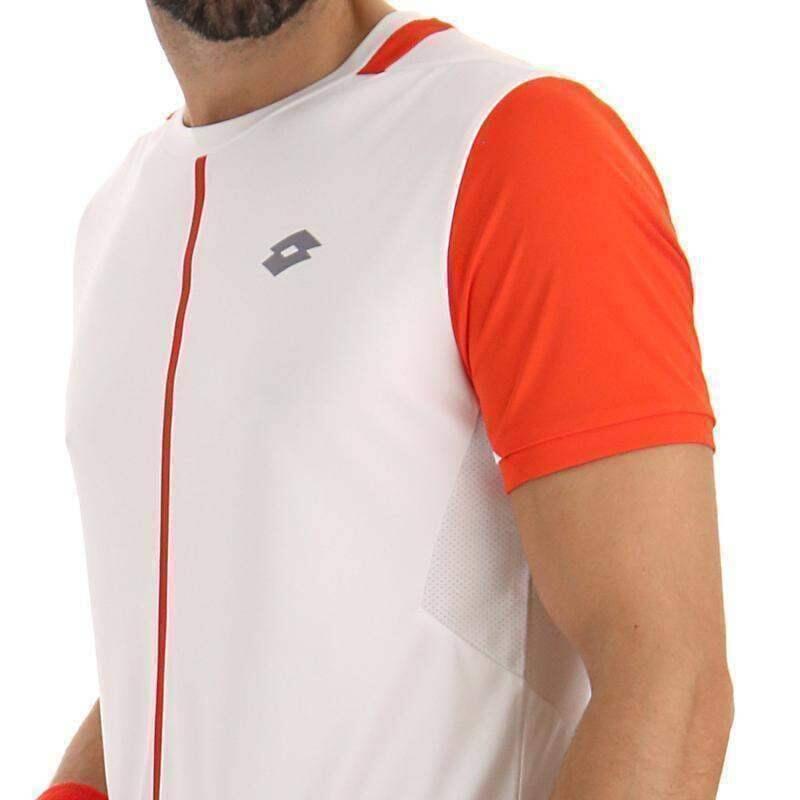 Camiseta Lotto Top IV Blanco Brillante Rojo Amapola 2/5
