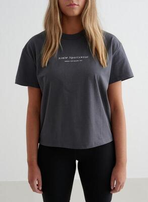 Dames yoga t-shirt met korte mouwen donkergrijs