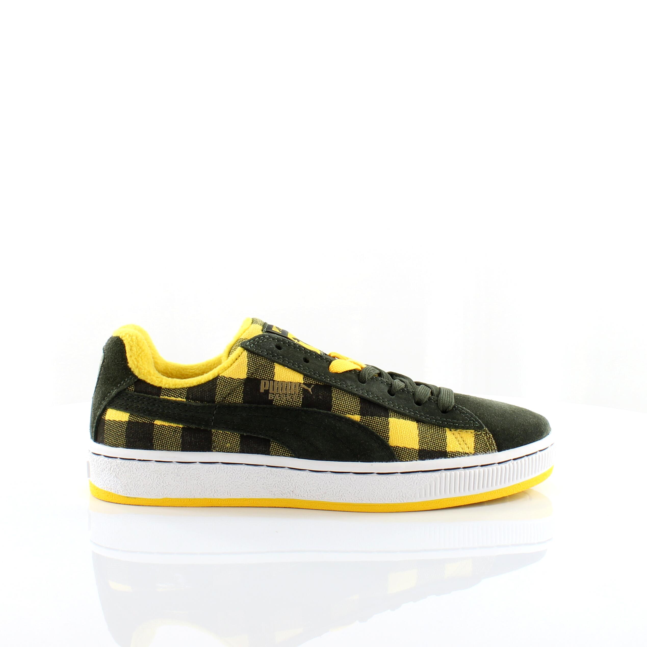 Puma Basket II Mens Green/Yellow Trainers 1/4