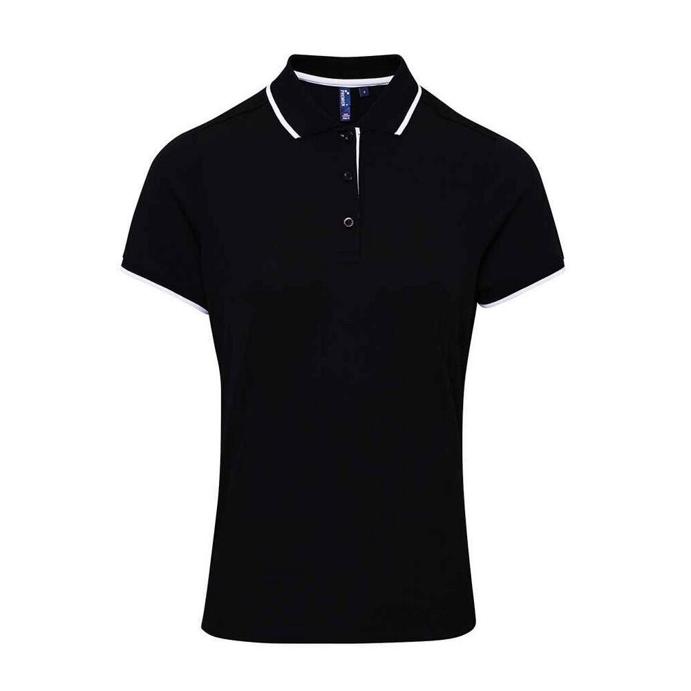 Premier - Polo Coolchecker Femme (noir / Blanc) - T-shirt Manches Courtes - Blanc|multicolore|noir - 40 M - Decathlon