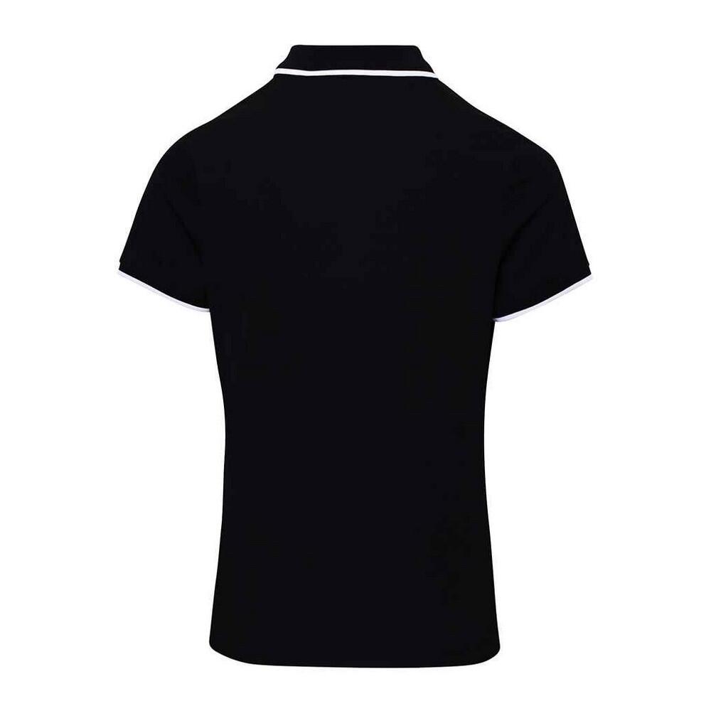 Camisola pólo com contraste Coolchecker para senhora e senhora (Preto / Branco) 2/3