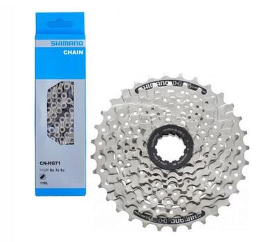 Shimano Kette CN-HG71 6/7/8-fach 116 Glieder + Kassette CS-HG41 8-fach 11-32 ...