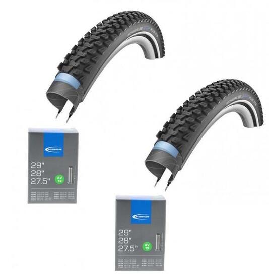 Schwalbe 2x Drahtreifen MARATHON PLUS MTB 27.5x2.25 + 2x Schwalbe Schlauch A...