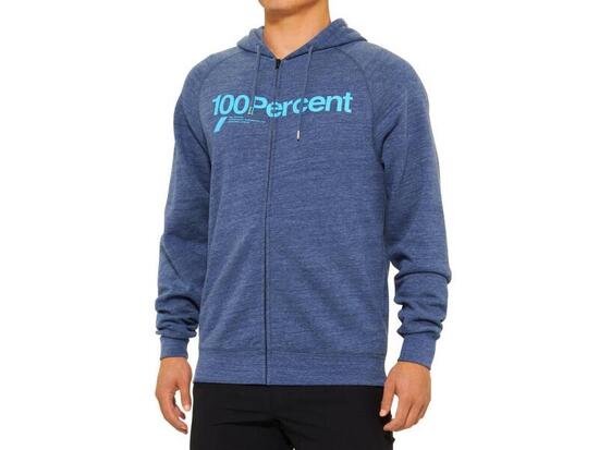 100% Kerv Zip Hoodie Fleece Heather Navy L