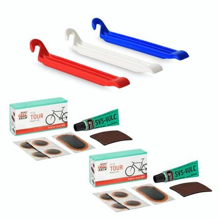 Zefal 1x Reifenheber DP20 3er Karte blau/weiß/rot + 2x Tip-Top Reparaturset T...