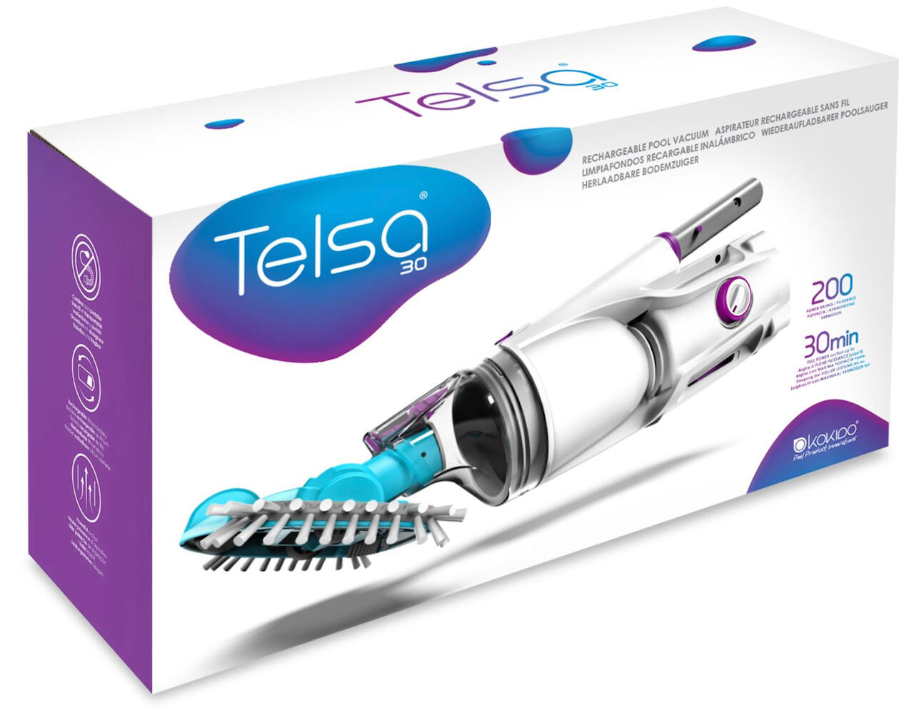 Kokido Telsa 30 Krachtige Zwembad Stofzuiger - Oplaadbaar 3/4