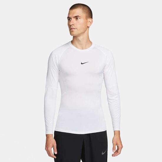 Maglie maniche lunghe da palestra uomo nike bianco