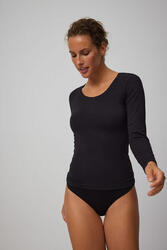 T-shirt basique noir à manches longues