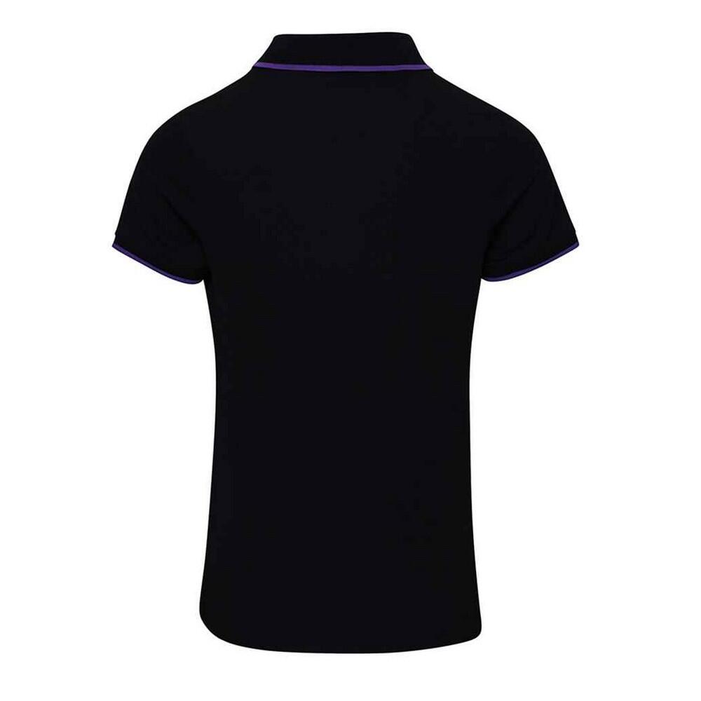 Camisola pólo com contraste Coolchecker para senhora e senhora (Preto / Roxo) 2/3