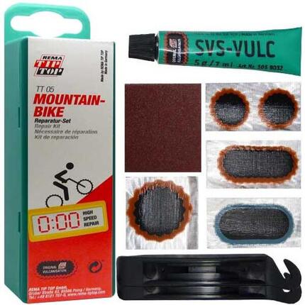 Kit de réparation chambre à air mountain bike à suspendre pour presentoir Tip To