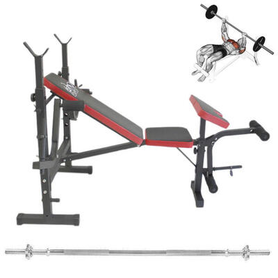 Multifunctionele fitnessbank dip station met halterstang van 180 cm ff